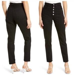 WEWOREWHAT Danielle Jeans Crystal Button Up Black Jeans Size 25 NWT NEW